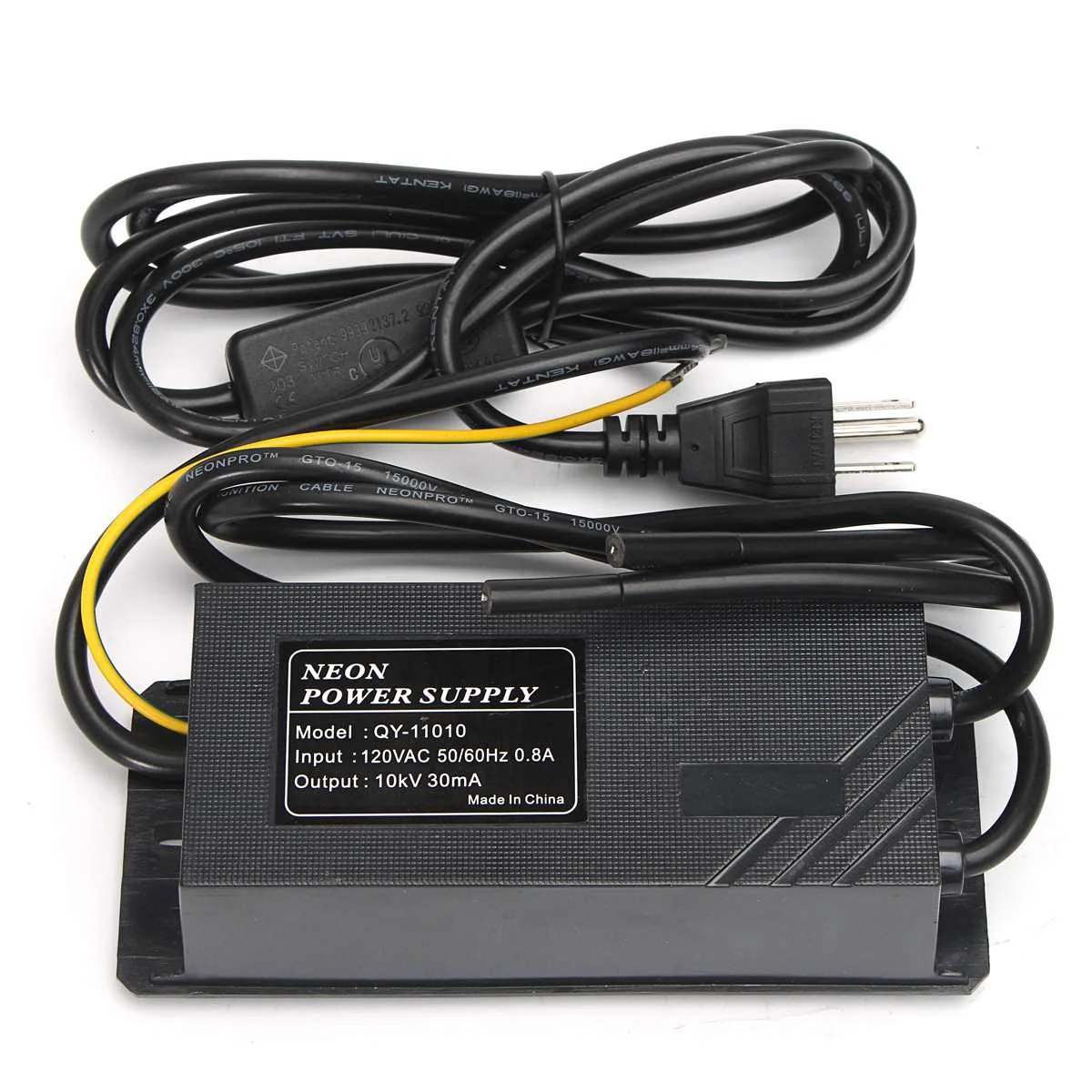 

1PC 10000V 10KV 30mA Flexible Neon Electronic Transformer Power Supply Adapter Rectifier Kit US Plug 3 Prong Grounded