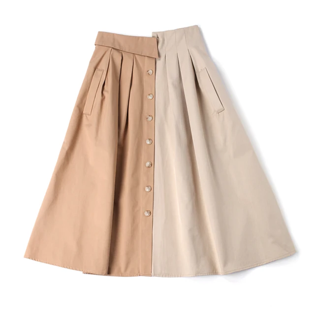 Aliexpress.com : Buy TWOTWINSTYLE Patchwork Pleated Midi Skirt Female ...