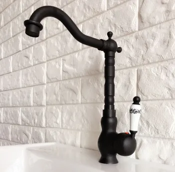 Kitchen Wet Bar Bathroom Vessel Sink Faucet Black Oil Rubbed Bronze One Handle Swivel Spout Mixer Tap Single Hole mnf358 oil rubbed bronze kitchen faucet vessel sink mixer tap swivel spouts single handle hole vessel sink mixer tap faucets