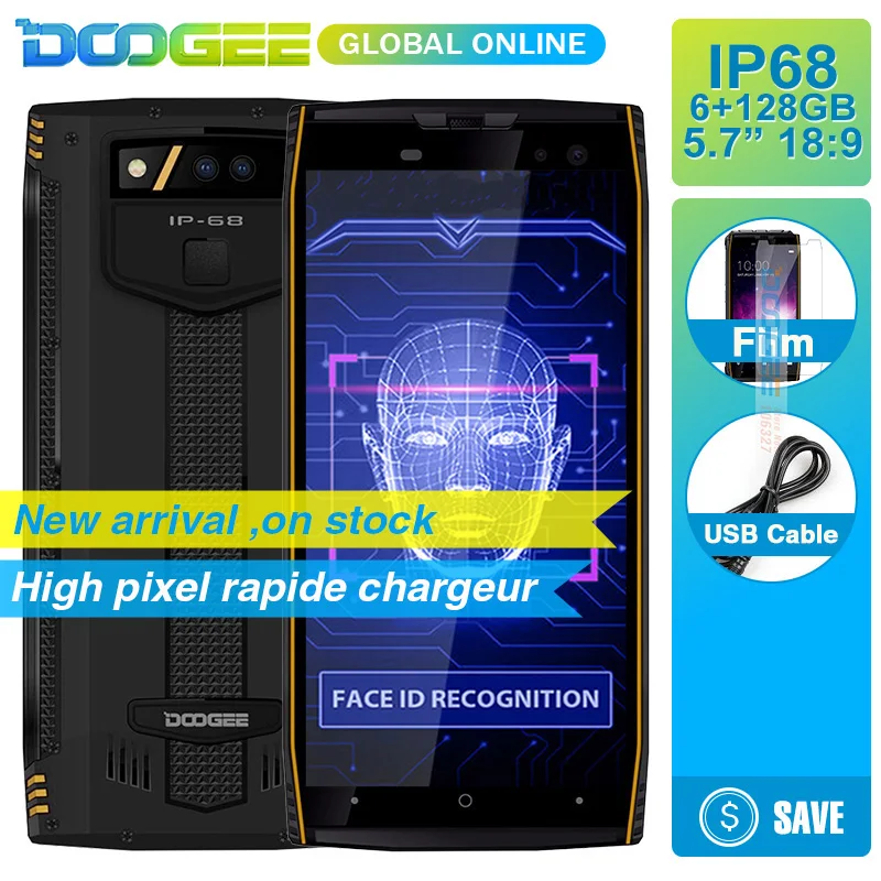 Промо DOOGEE S50 IP68 Водонепроницаемый face id 128 ГБ смартфон 5 7 'ཎ:9 Octa Core android 1 5180 мАч 4