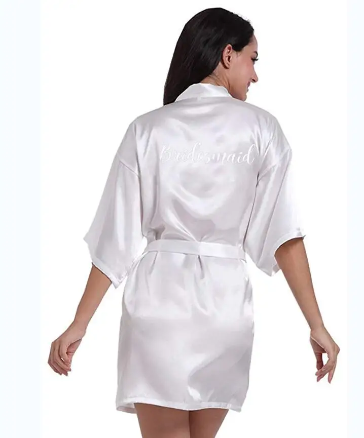 

new sexy bridal robe Women Short Bride kimono Bridesmaid robe for Wedding Party navy blue purple pink black silver robes
