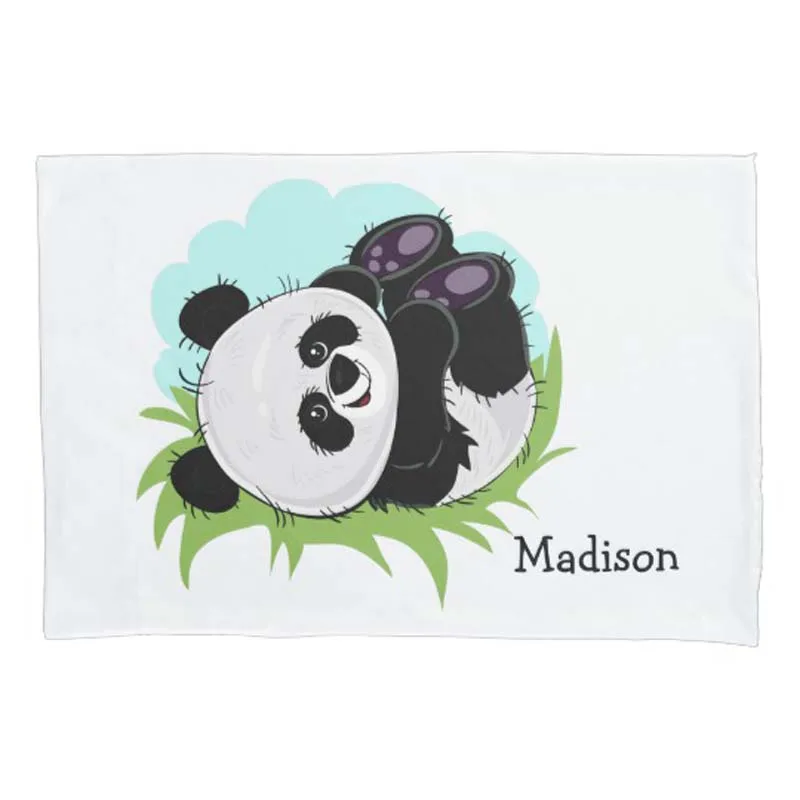 

Cute Pandas custom name pillowcases Throw Pillow Cushion Cover Sofa Home Decorative Zippered 20x30 inch