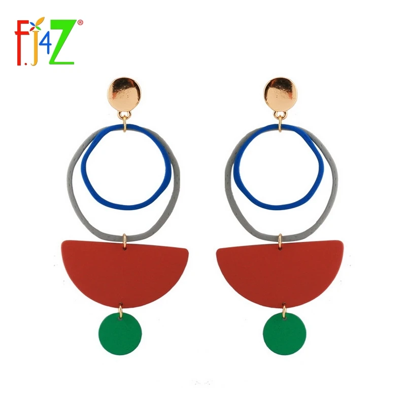 

F.J4Z Brand New Hot Fashion Catwalk Unusual Dangle Earrings For Women Original Color Geometroc Earrings For Party Show Jewelry