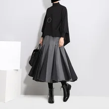 Однотонная юбка-пачка, акция, длина по щиколотку, Империя, полиэстер, макси, юбка лолита, женская,, корейский Джокер, высокая талия