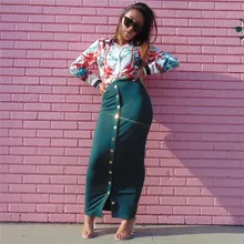 Винтажная Женская длинная облегающая юбка Musulmane с высокой талией, до середины икры, на пуговицах, макси, исламские юбки