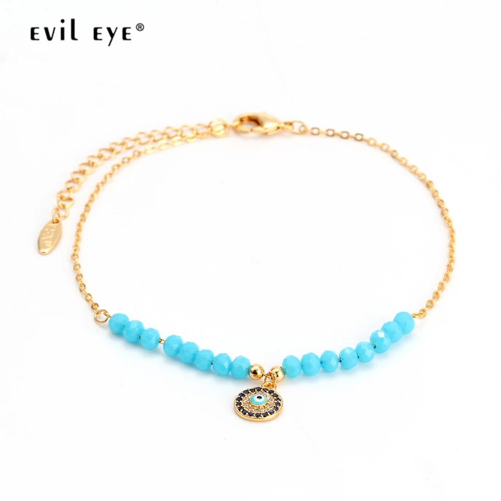 EVIL EYE Anklet Gold Color Ankle Chain Blue Beads Turkish Eye Charm Anklet Bracelet Feet Leg Fashion Jewelry for Women EY6316 EVIL EYE Anklet Gold Color Ankle Chain Blue Beads Turkish Eye Charm Anklet Bracelet Feet Leg Fashion Jewelry for Women EY6316