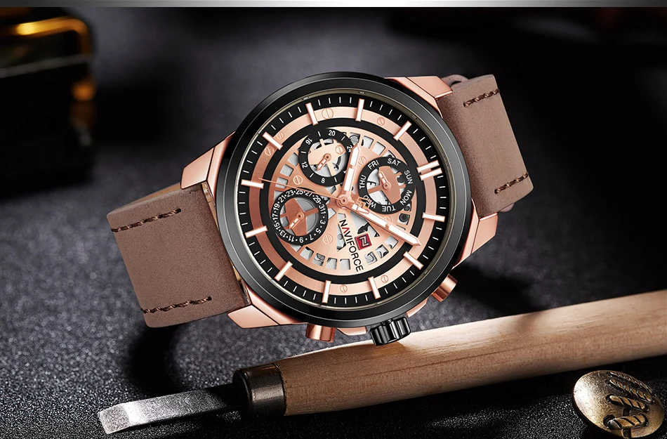 Лидирующий бренд, мужские часы NAVIFORCE, мужские повседневные кожаные кварцевые часы с датой, мужские армейские военные спортивные наручные часы Relogio Masculino
