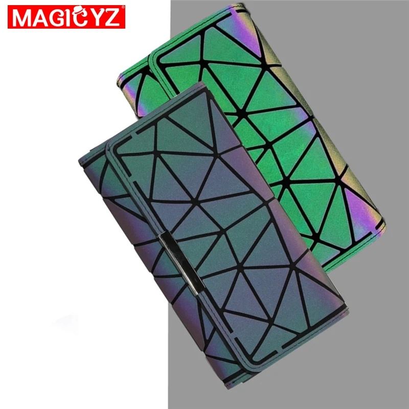 MAGICYZ Модные женские кошельки из ПВХ длинные геометрические со световым