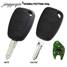jingyuqin 2 Button Car Remote Key 433mhz ID46 Chip Transmister for Renault Traffic Master Vivaro Movano Kangoo Ne73 VAC102 Blade