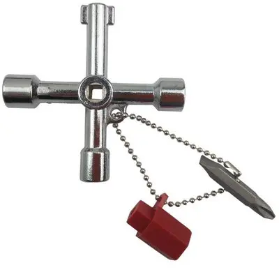 Multifunctional wrench tool inner triangle electric control cabinet key of railway elevator, water meter valve square hole key