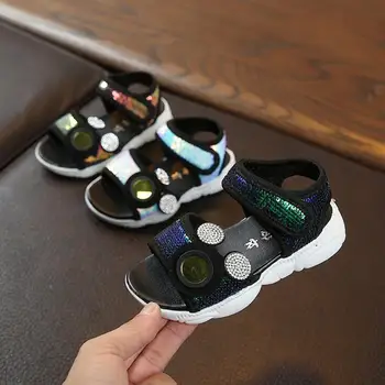 

Brand Girls Sandals Summer New Baby Cartoon Mickey Sequin Sandals Non-slip Soft Bottom Toddler Shoes For Baby Toddler
