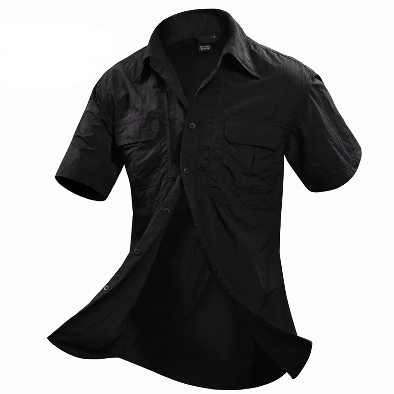 MEGE брендовая одежда, мужские уличные летние рубашки с коротким рукавом, дышащие быстросохнущие Camisa Masculina для пеших прогулок, охоты, рыбалки