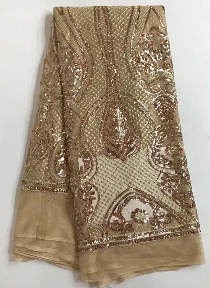 

african lace fabric with sequins 2017 latest sequin fabric high quality tulle sequins lace fabric for evening dresses gold lace
