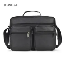 Мужские сумки HUANILAI, большая вместительность, Сумки из натуральной кожи, деловые сумки на плечо, сумки через плечо для мужчин TY025