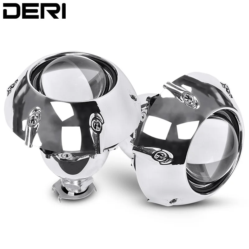 

2.5'' Mini HID Bi xenon Projector Lens With GTI Silver Shrouds For Automobiles Headlamp Retrofit H1 H4 H7 Car Headlight Styling