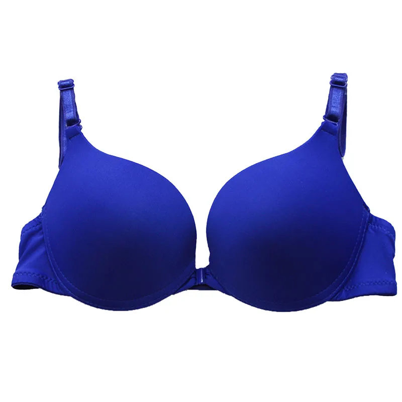 Сексуальный женский кружевной бюстгальтер с пуш-ап и застежкой спереди, бесшовный бюстгальтер на косточках, нижнее белье, размер 32-36, чашка B - Цвет: Синий