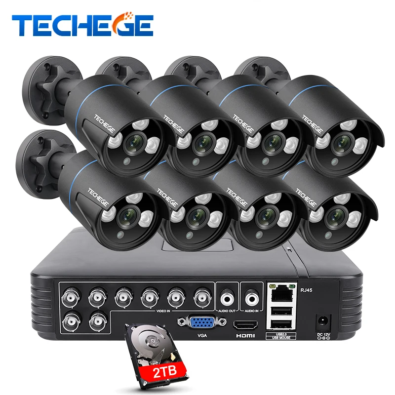 Techege 8 канальный сетевой видеорегистратор 720 P видео безопасности Система DVR