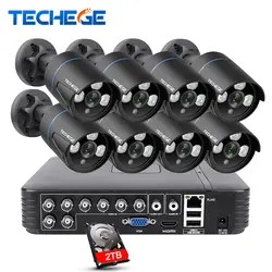 Techege 8 каналов 720 P видео системы безопасности DVR регистраторы шт. шт. HD 1200TVL Крытый открытый металл всепогодный CCTV камера системы