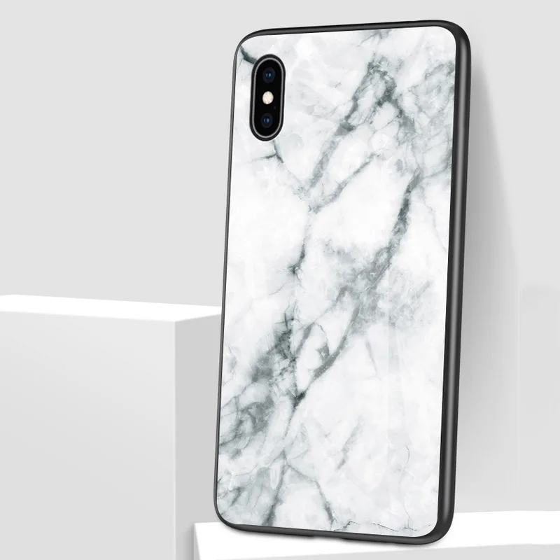 Мрамор чехол для iPhone 7 8 7 Plus X XR защитный тонкий закаленное стекло кожи Мягкий силиконовый бампер для iPhone 6 S плюс XS Max - Цвет: Pattern 1