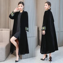 Elegant Cardigan Velour Dress 2018 Vintage Beaded Embroidery Velvet Dress Long Sleeve Velour Winter Dress Women Midi Dress Elegant Cardigan Velour Dress 2018 Vintage Beaded Embroidery Velvet Dress Long Sleeve Velour Winter Dress Women Midi Dress