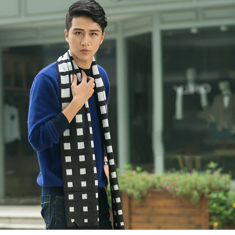 winter warm Grid trench plaid Brand Silk men shawl Long Scarves Men Plaid Cashmere font b