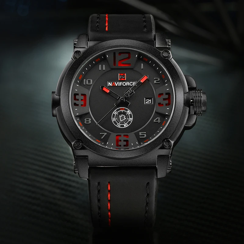 Топ бренд класса люкс NAVIFORCE мужские спортивные часы армейские военные кожаные