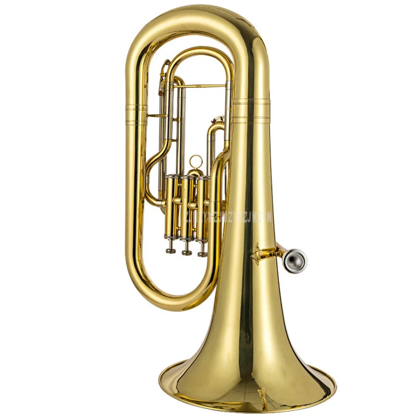 Professional Euphonium 3 Straight Key Bb Bass French Horn Gold Lacque Trumpet Brass Material Musical Instruments JBEP-1180