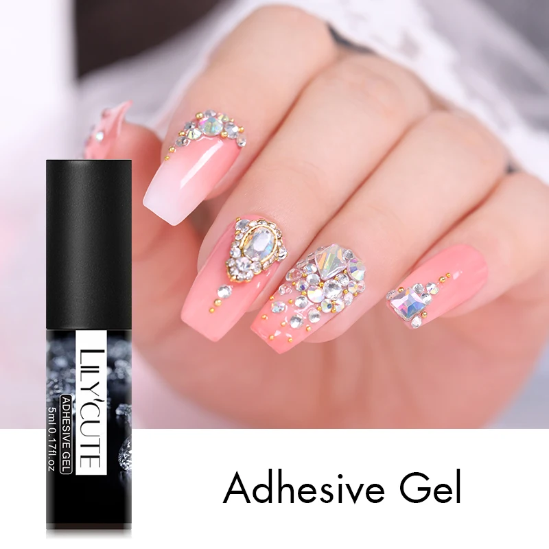 

LILYCUTE 5ml Nail Rhinestone Glue Soak Off Transparent UV Gel Nail Varnish Adhesive Gel Manicure for Nail Art Design