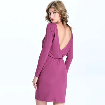 

186217 # Hot Euramerica Autumn Dress New Japanese Cotton Elastic Waist Knitted Bottoming Backless Dress Mujer Vestidos Fashion