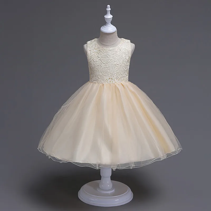 

2019New pattern party dress for kids gir Stage performance Wedding presiding Sleeveless Backless Medium and small children