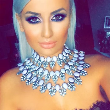 

Best Lady Fashion Multilayer Gem Beads DIY Necklaces Boho Collier Femme Crystal Maxi Statement Collar Choker Necklace Jewelry