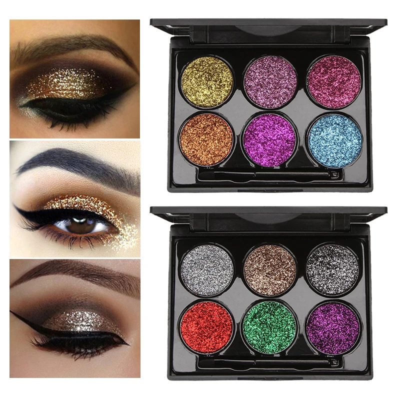 

DNM Fashion Eyeshadow Palette 6 Colors Makeup Matte Eyeshadow Palette Pearl Glitter Eye Shadow with Brush Makeup Set Cosmetics