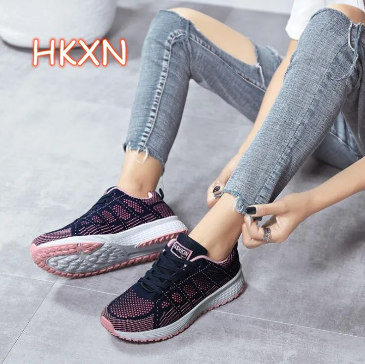 

HKXN Women Sneakers 2019 Breathable Waterproof Wedges Platform Vulcanize Shoes Woman MESH Women Casual Shoes Tenis Feminino