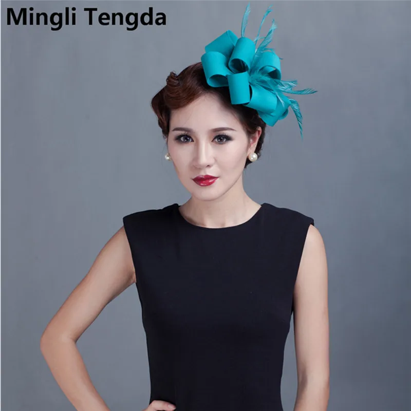 Mingli Tengda заколка для волос аксессуары женские свадебные головные уборы красные перья головной убор невесты льняной головной убор Свадебные шапки
