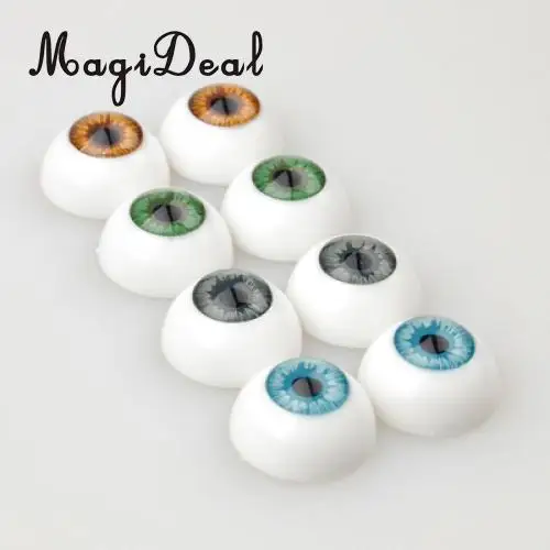 MagiDeal 8Pcs/Set Half Round Hollow Acrylic Doll Dollfie Eyes Eyeballs for Dolls Plush Animal DIY Craft Toy 16mm