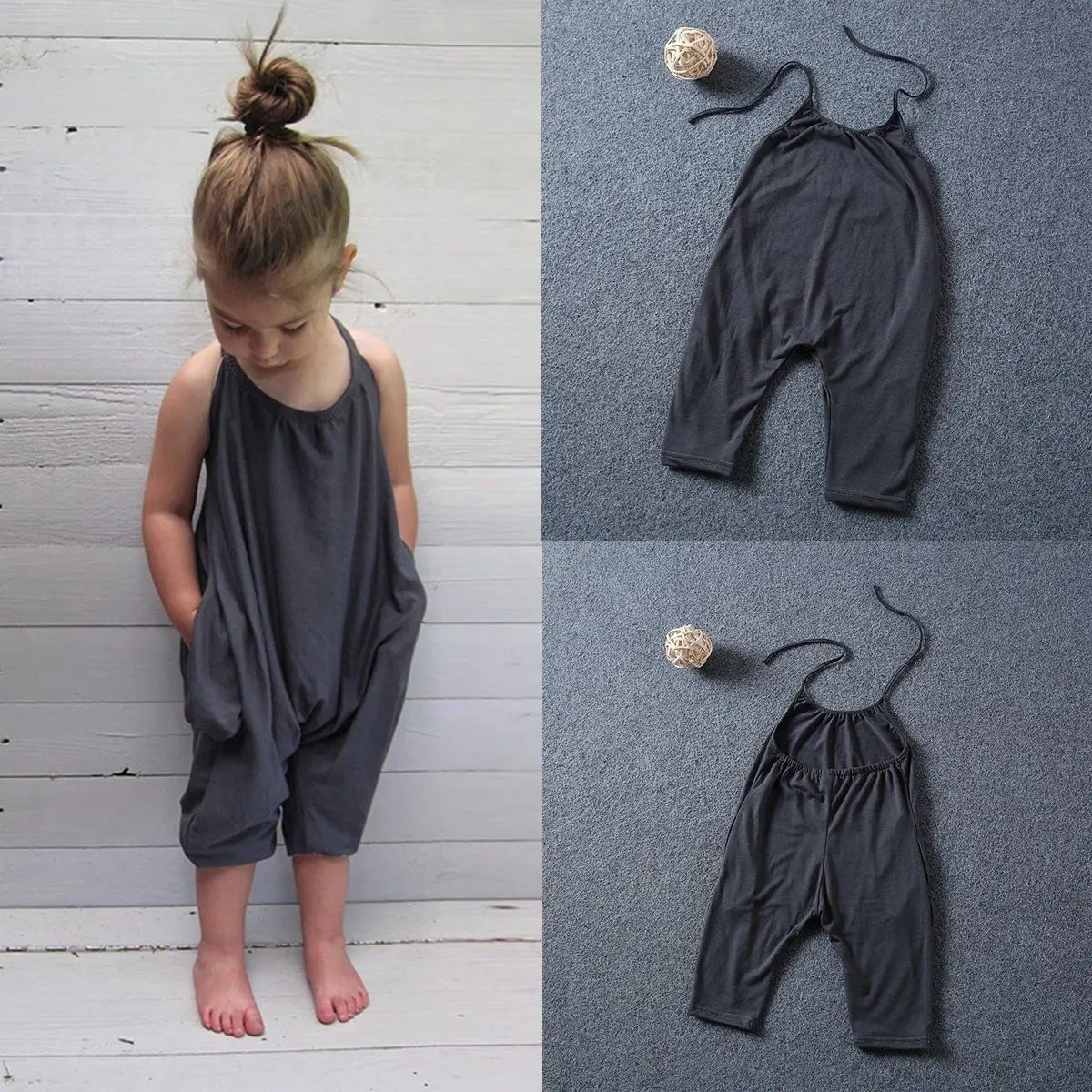 Toddler Kids Baby Girls Strap Romper Jumpsuit Harem Pants Trousers Clothes USA