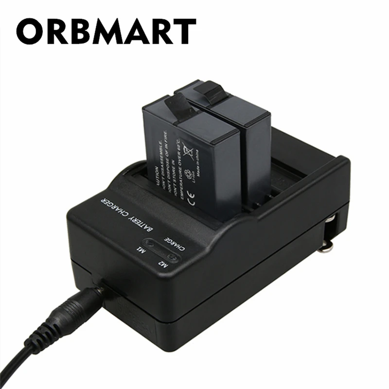 Orbmart Per Gopro Hero 5 6 7 Nero 2 In 1 Caricatore Per Auto E Caricatore Con Cavo Del Caricatore Di Corsa Di Sport Accessori Della Fotocamera