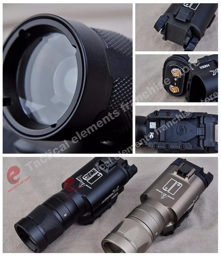 Lâmpada de Caça Elemento Airsoft Tático Surefir X300 Lanterna 220 lm X300v Arma Estroboscópica Pistola Glock Ex381 Luz 20 Esporte e Lazer