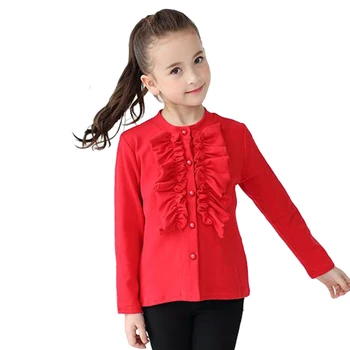 

School Girl School Blouse Thermal Underwear for Children Autumn / Winter Long-Sleeve Single-breasted 100% Cotton 3y-10y