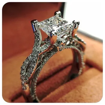 

Vintage Princess Ring 925 Sterling silver AAAAA cz Hollow Engagement Promise Wedding Band Rings for Women Bridal Party Jewelry