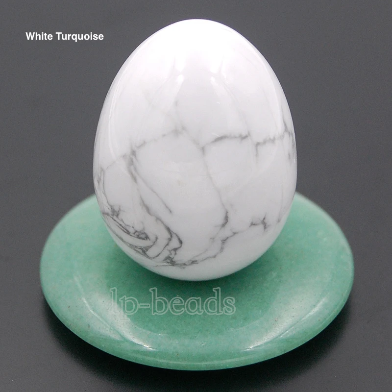 

White Tur quoise 35x45mm Gem Stone Egg Crystal Healing Decor Statue Sphere Massage 3Pcs/Lot
