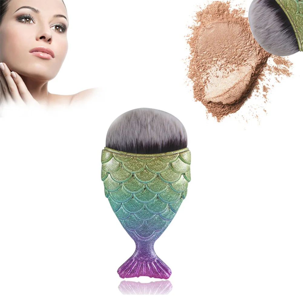 

2018 Fish Scale Makeup Brush Fishtail Bottom Brush Powder Blush Makeup Cosmetic Brush HB88