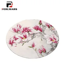 Круглый ковер с рисунком магнолии для леди, йоги, модные подкладки, коврик для спальни, товары для дома, украшение для пола, современные ковры