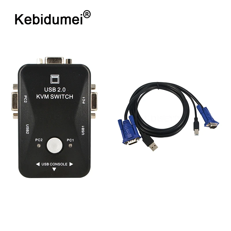 kebidumei 1Set USB 2.0 2 Port KVM Switches Splitter for
