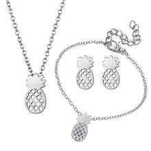 Silver 3pc/set Pineapple Fruit Necklace Earrings Bracelet Jewelry Sets for Women Jewelry Set Silver 3pc/set Pineapple Fruit Necklace Earrings Bracelet Jewelry Sets for Women Jewelry Set