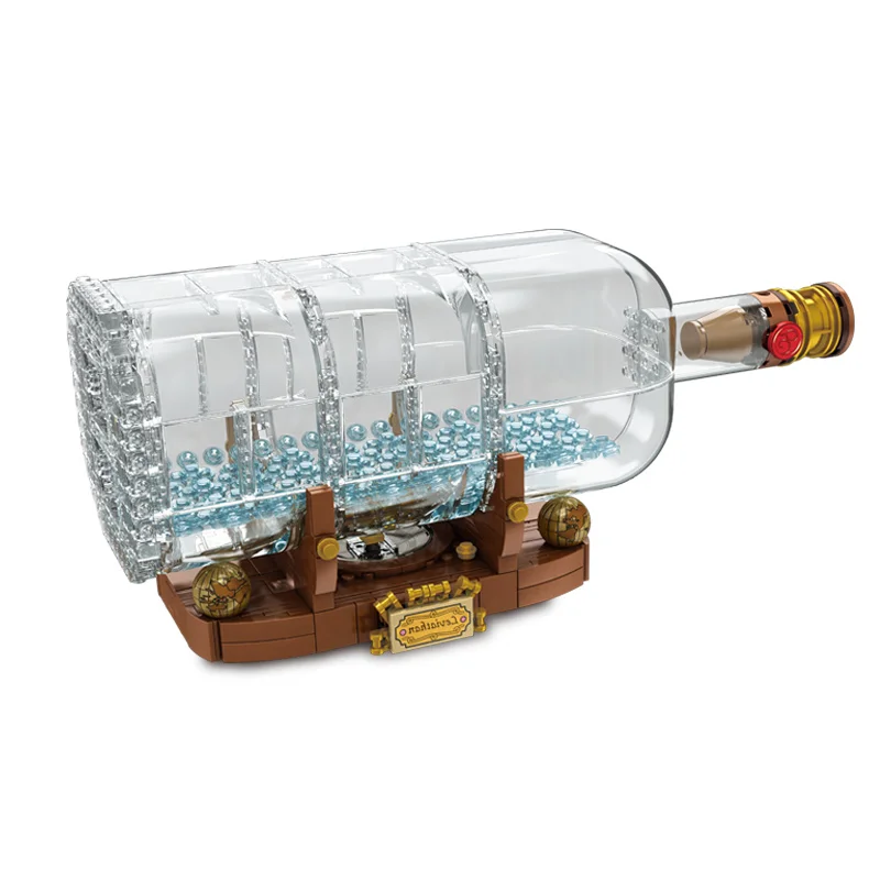 S 1036 Ship in a Bottle One piece Private ship Creative Model Building Blocks Bricks Kids 4
