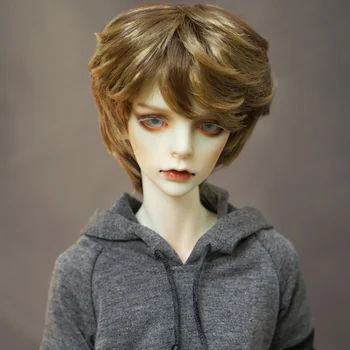 

Cateleya Imitation mohair Dark brown mixed color short hair slightly curly hair 1/3 1/4 1/6 BJD wig for dolls