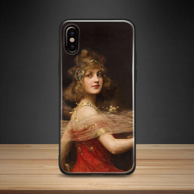 

Famous art oil painting gir Soft Silicone Phone Case Cover Shell For Apple iPhone 5 5s Se 6 6s 7 8 Plus X XR XS MAX