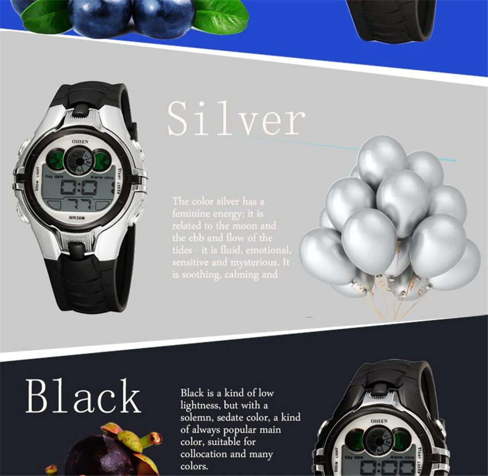 OHSEN Boys Kids Children Quartz Sport Watch Alarm Date Chronograph Watches LED Back Light Waterproof Wristwatch Student Clock (25)