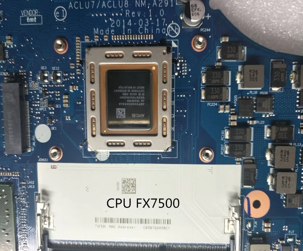 لينوفو G50-75 Z50-75 PC اللوحة المحمول نانومتر-a291 وحدة المعالجة المركزية FX-7500 قاعدة لوحة من البرهان كاملة التوصيل المجاني